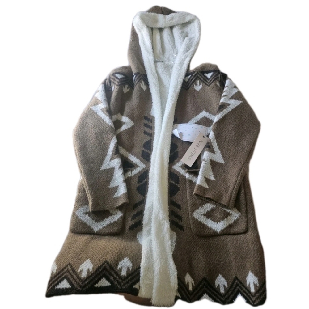 Women’s Sweet Rain Fluffy Aztec Cardigan - Super Soft & Comfy - Size:  S